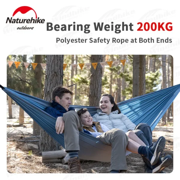 Naturehike Camping Swing Hammock Ultralight 600g Anti Rollover 1/2 Persons 200kg Bearing Weight Outdoor Forest Portable Hammock - Image 5